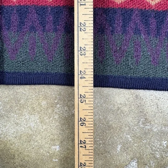 Vtg Talbots Wool Cardigan Womens L Multi Color Fair Isle Button Sweater 80s 90s - Picture 8 of 9